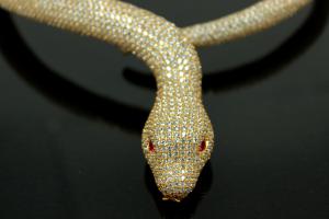 aLEm necklace Snake White Mamba 925/- Silver gold plated,body approx. Size Ø 8-16mm, head 40 x 24mm, inside neck size approx. 50cm length