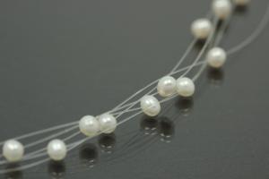 aLEm white Freshwater Pearl Necklace Summer Flair 925/- Silver rhodium plated with spring ring,