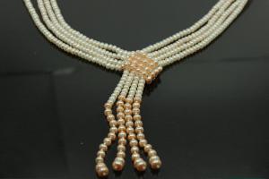 aLEm Freshwater Pearl Necklace Summer Dream 925/- Silver with four pearl strand infinitely an bail,