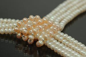 aLEm Freshwater Pearl Necklace Summer Dream 925/- Silver with four pearl strand infinitely an bail,