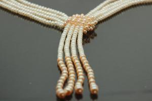 aLEm Freshwater Pearl Necklace Summer Dream 925/- Silver with four pearl strand infinitely an bail,