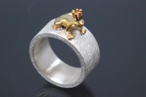 aLEm Ring Goldfröschchen by alain LE mondial 925/- Silber mit Teilvergoldung