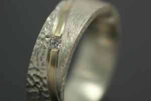 aLEm Ring,Autumn Dream mit gesamt 0,036 ct Brillant, 925/- Silber mit 585/- Gelbgoldstreifen