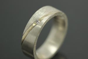 aLEm Ring,Autumn Dream mit gesamt 0,038 ct Brillant, 925/- Silber mit 585/- Gelbgoldstreifen,