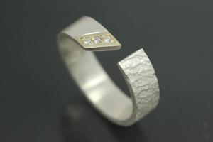 aLEm Ring, Spring Dream mit gesamt 0,06 ct Brillant w/si, 925/- Silber mit 585/- Gelbgoldeinlage,