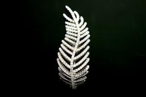 aLEm Ring Lovely Feather of Angels 925/- Silver rhodium plated with white Zirconia