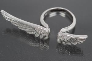 aLEm Ring Angel Wing Wing of Freedom 925/- Silver rhodium plated with white Cubic Zirconia