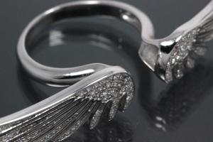 aLEm Ring Angel Wing Wing of Freedom 925/- Silver rhodium plated with white Cubic Zirconia