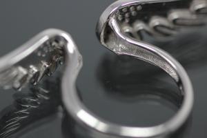 aLEm Ring Engelsflügel der Liebenden Wings of Lovers 925/- Silber rhodiniert mit weißen Zirkonia