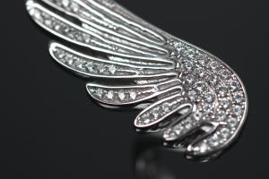 aLEm Ring Angel Wing Wing of Freedom 925/- Silver rhodium plated with white Cubic Zirconia