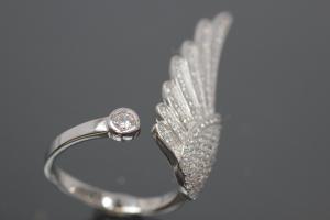 aLEm Ring Angel Wing Wing of Freedom 925/- Silver rhodium plated with white Cubic Zirconia