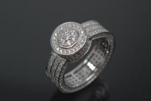 aLEm Ring alain LE mondial 925/- Silver rhodium plated, with white Cubic Zirconia and undergallery