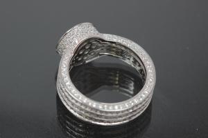 aLEm Ring alain LE mondial 925/- Silver rhodium plated, with white Cubic Zirconia and undergallery