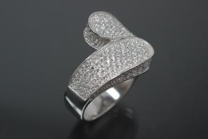 aLEm Ring Lighting Reed Blossoms 925/- Silver rhodium plated, with white Cubic Zirconia