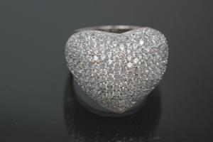 aLEm Ring Glitzerndes Herz - Glittering Heart 925/- Silber rhodiniert mit weißen Zirkonia