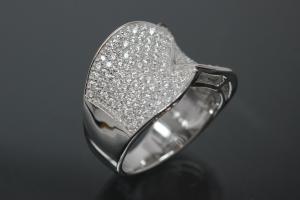 aLEm Ring Sparkling Leafs 925/- Silver rhodium plated, with white Cubic Zirconia