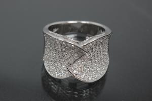 aLEm Ring Sparkling Leafs 925/- Silver rhodium plated, with white Cubic Zirconia