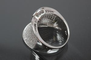 aLEm Ring Sparkling Leafs 925/- Silver rhodium plated, with white Cubic Zirconia