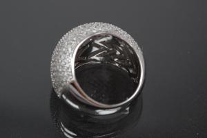 aLEm Ring Broad Sparkles 925/- Silver rhodium plated, with white Cubic Zirconia and undergallery