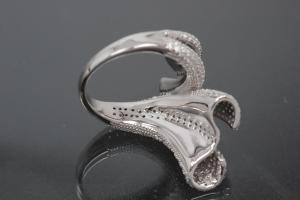 aLEm Ring Glittering Wild Waves 925/- Silver rhodium plated, with white Cubic Zirconia