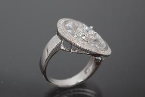 aLEm Ring Global World Circle 925/- Silver rhodium plated, with white Cubic Zirconia