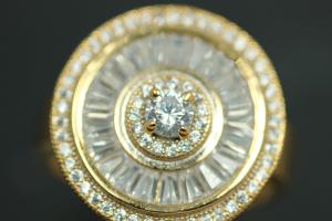 aLEm Ring Global World Circle 925/- Silver gold plated, with white Cubic Zirconia