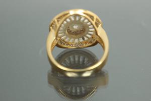 aLEm Ring Global World Circle 925/- Silver gold plated, with white Cubic Zirconia