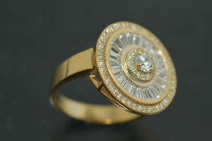 aLEm Ring Global World Circle 925/- Silver gold plated, with white Cubic Zirconia