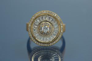 aLEm Ring Global World Circle 925/- Silver gold plated, with white Cubic Zirconia