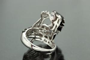 aLEm Ring Black Cougar 925/- Silver rhodium plated / partially artificial enamel
