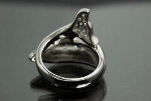 aLEm Ring Dolphin 925/- Silver rhodium plated, with white Cubic Zirconia