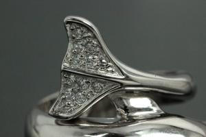 aLEm Ring Dolphin 925/- Silver rhodium plated, with white Cubic Zirconia