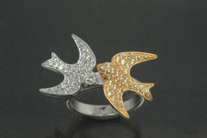 aLEm Ring Symbol of Love & Peace 925/- Silver rhodium plated / partially gold plated
