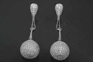 aLEm Ohrstecker Glittering World 925/- Silber rhodiniert, ca.Maße H 44,5mm incl. Steckeroberteil, B 13,5mm, MS 13,0mm