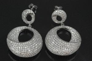 aLEm Ear post Glamour Halfmoon 925/- Silver rhodium plated with Cubic Zirconia,approx size high 42,0mm, wide 27mm, thickness 9,0mm,  length post 10,0mm, outside Ø0,8mm,