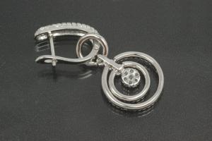 aLEm Ohrhänger mit Klappbügel Glittering Circles 925/- Silber rhodiniert, ca.Maße H 38,5mm incl. Brisur, B 16,0mm, MS 2,3mm,