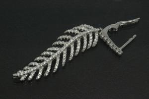 aLEm Ohrhänger mit Klappbügel Lovley Feather 925/- Silber rhodiniert, ca.Maße H 53,0mm incl. Brisur, B 11,5mm, MS 4,0mm,