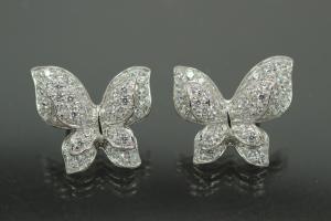 aLEm Earring Butterfly 925/- Silver rhodium plated with Zirconia, approx size.high 19,0mm, wide20,0mm, thickness 7,00mm, with ear post.