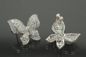 aLEm Ohrstecker Schmetterling 925/- Silber rhodiniert, ca. Maße H19,0mm, Breite 20,0mm, MS7,0mm,